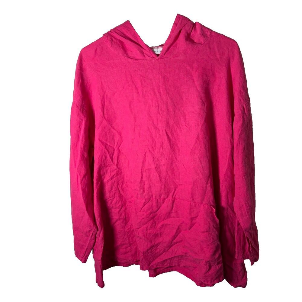 Byrn Walker Sweatshirt Women's Small Pink 100% Linen Hoodie Pullover Lagenlook